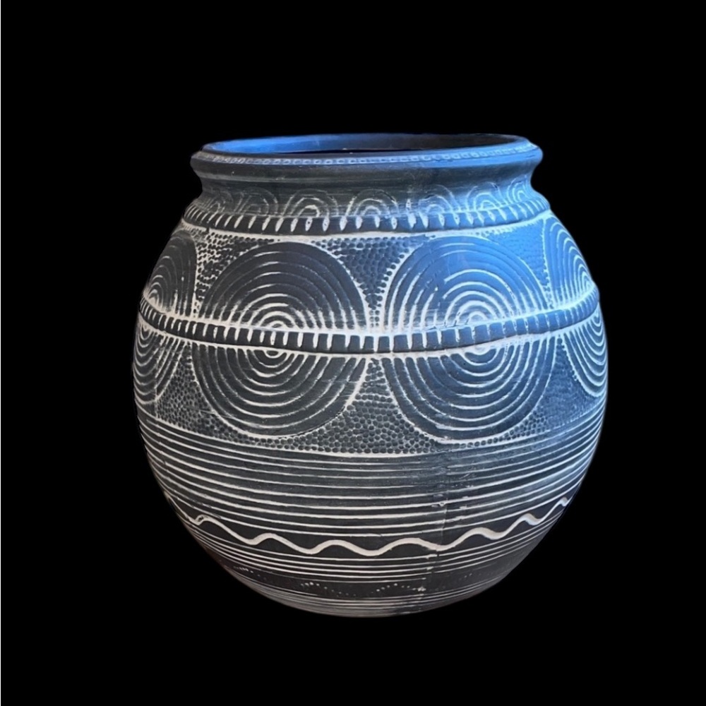 Handcrafted Gray and White Large Ceramic Planter…new, unused